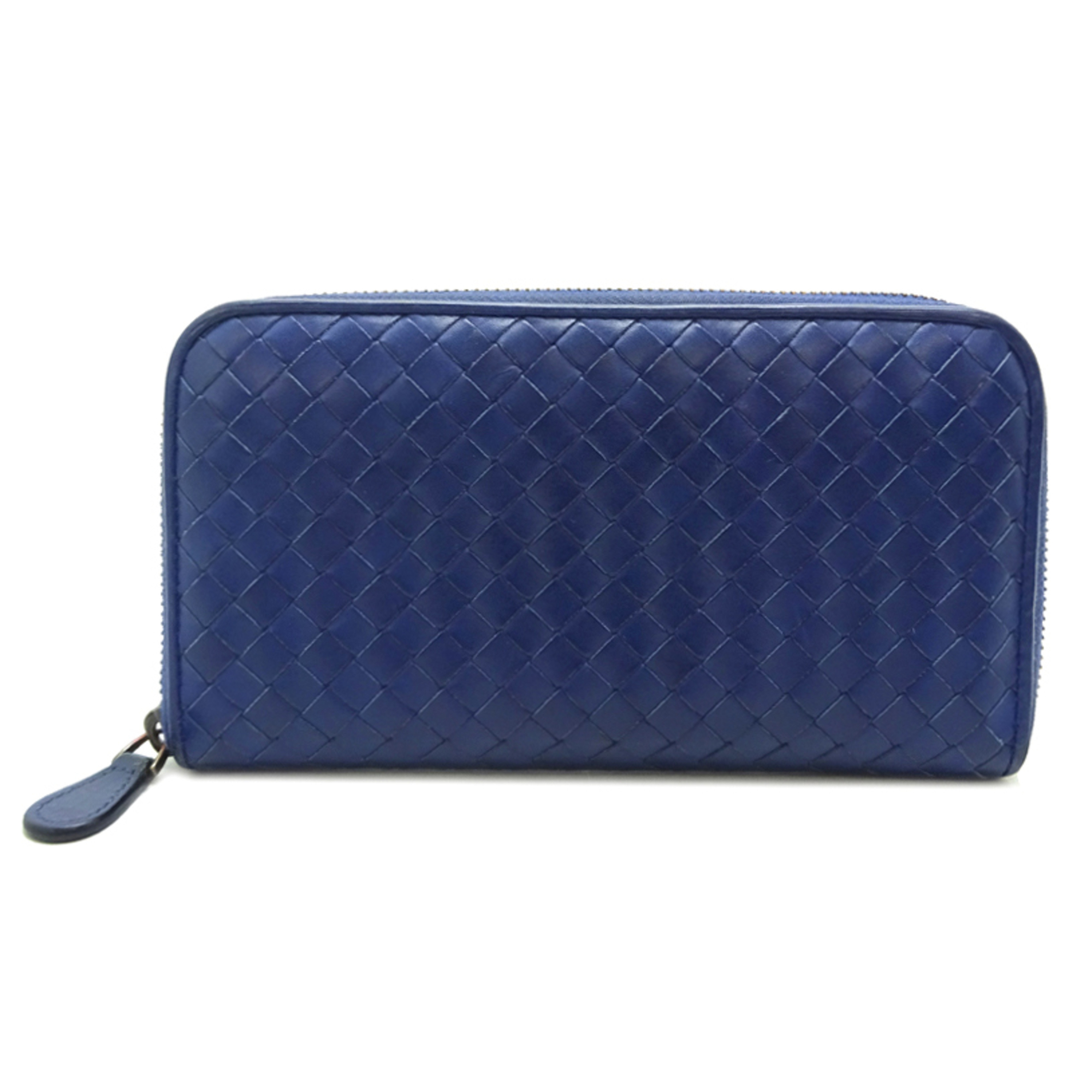 Bottega Veneta Intrecciato Leather Long Wallet For Men And Women, Blue